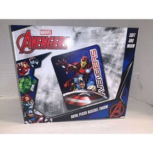 Marvel Avengers Spider-Man Iron Man Royal Plush Raschel Throw Blanket 40x50 NEW